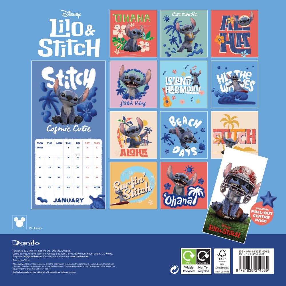 Lilo & Stitch Live Action Square 2026 Calendar
