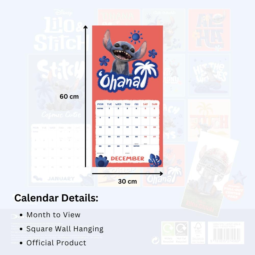 Lilo & Stitch Live Action Square 2026 Calendar