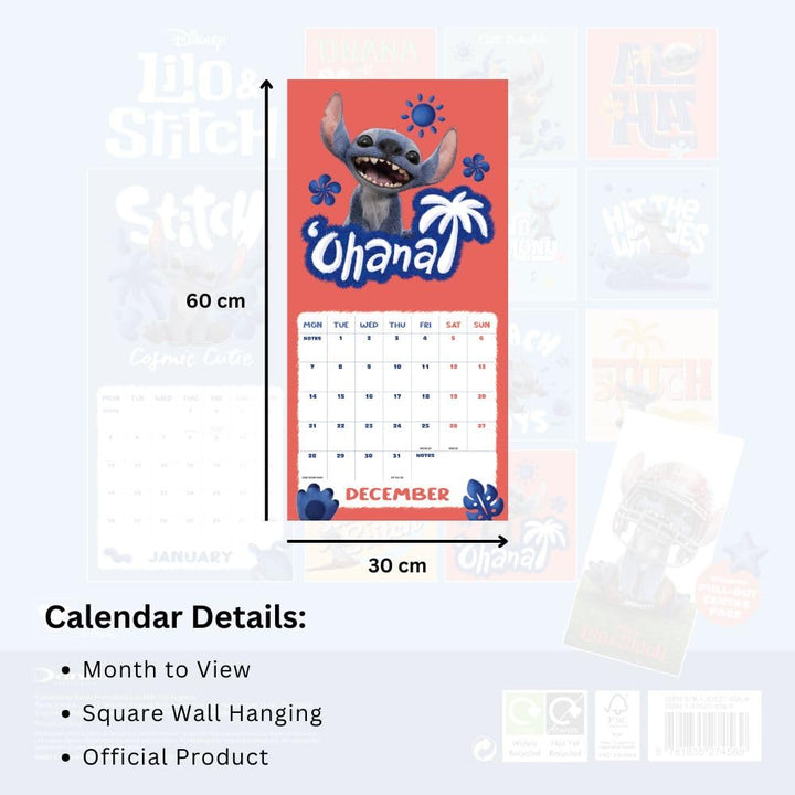 Lilo & Stitch Live Action Square 2026 Calendar