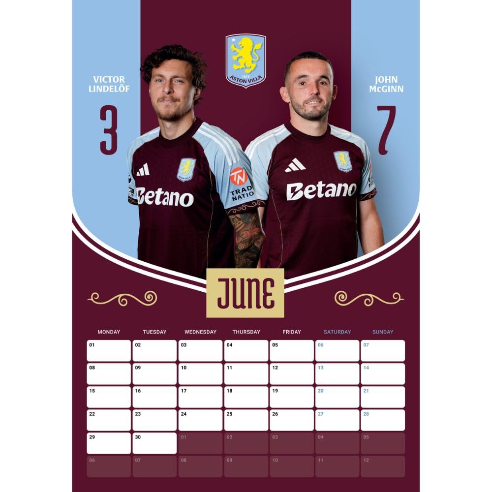 Aston Villa FC A3 2026 Calendar