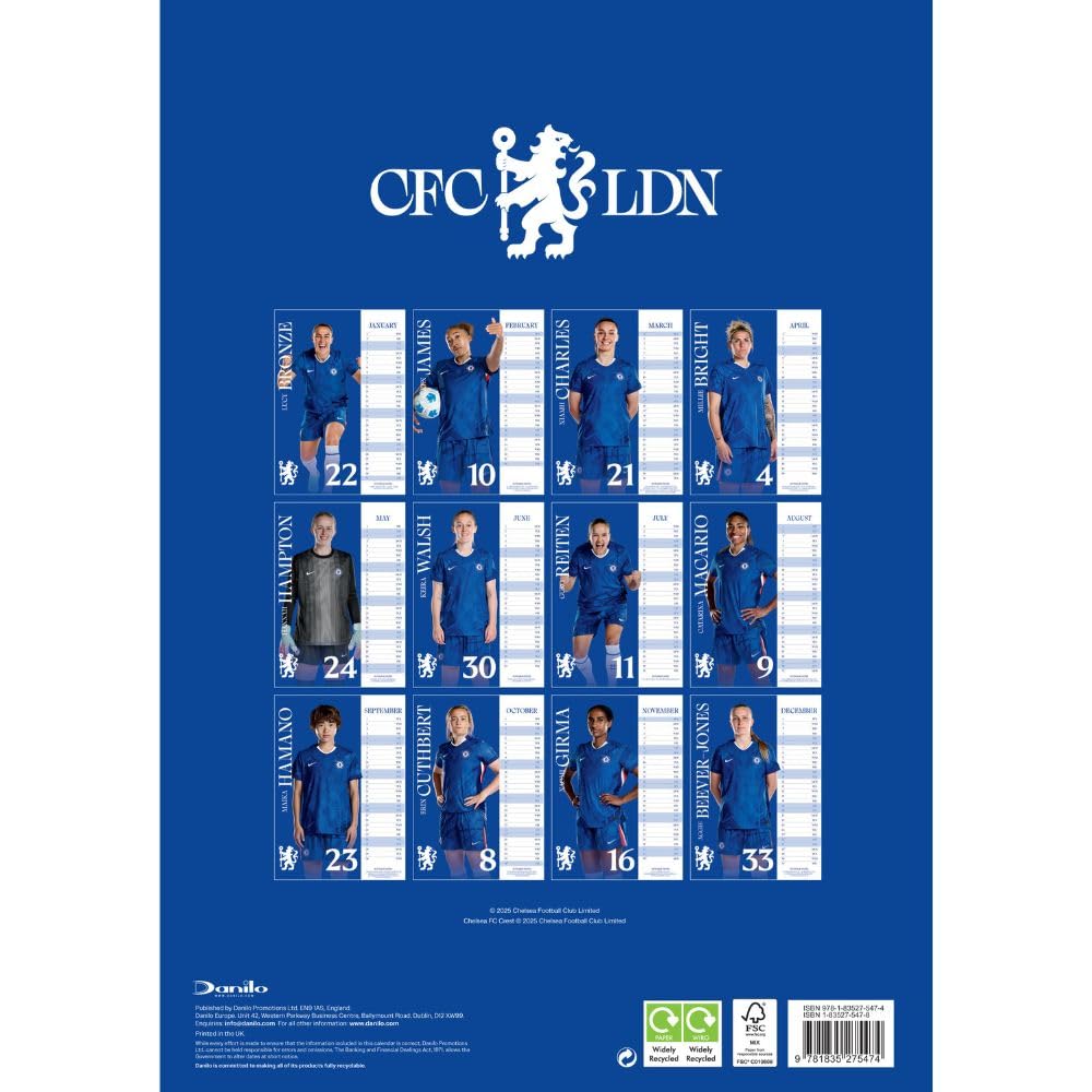 Chelsea WFC A3 2026 Calendar