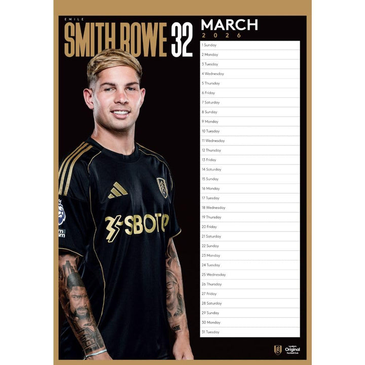 Fulham FC A3 2026 Calendar