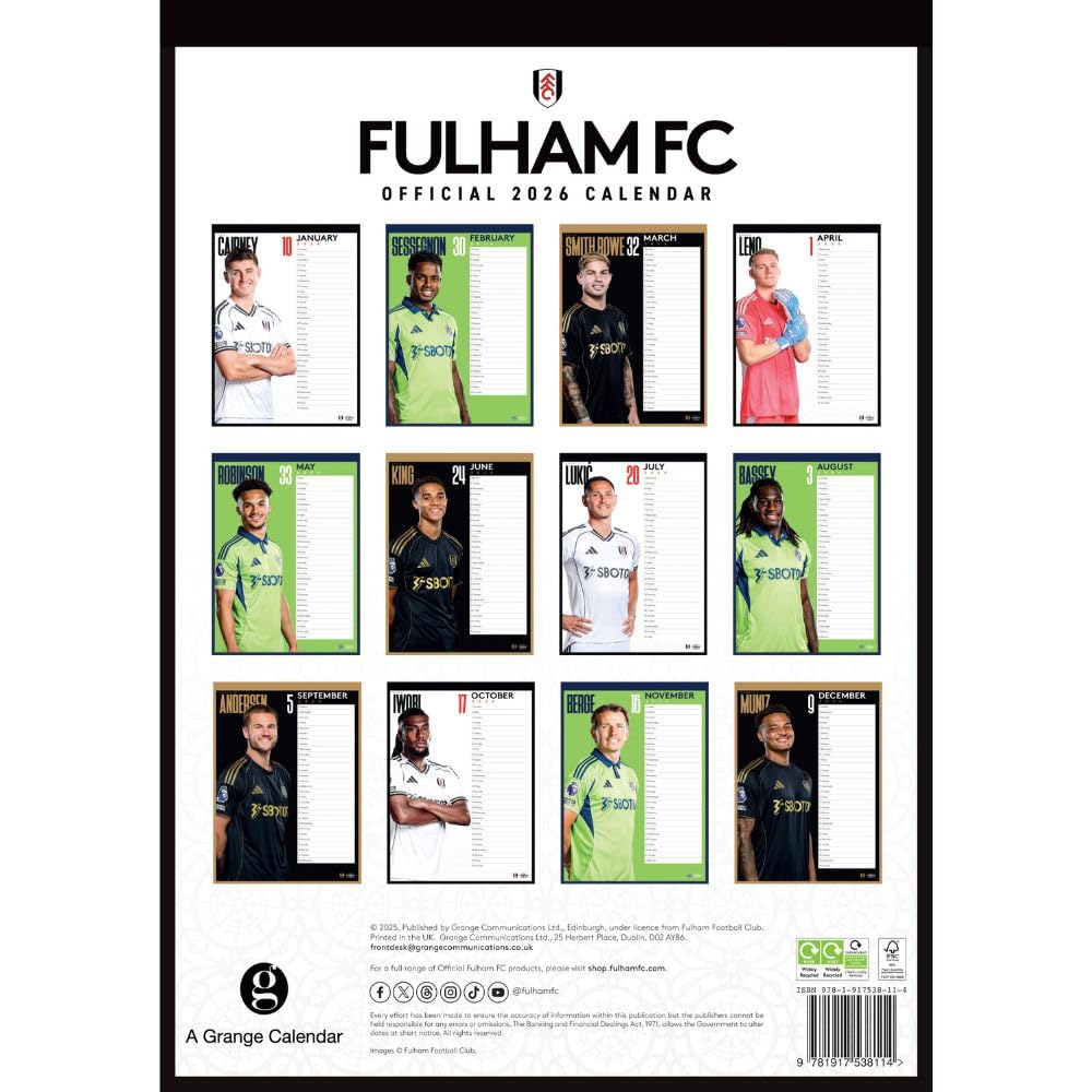 Fulham FC A3 2026 Calendar