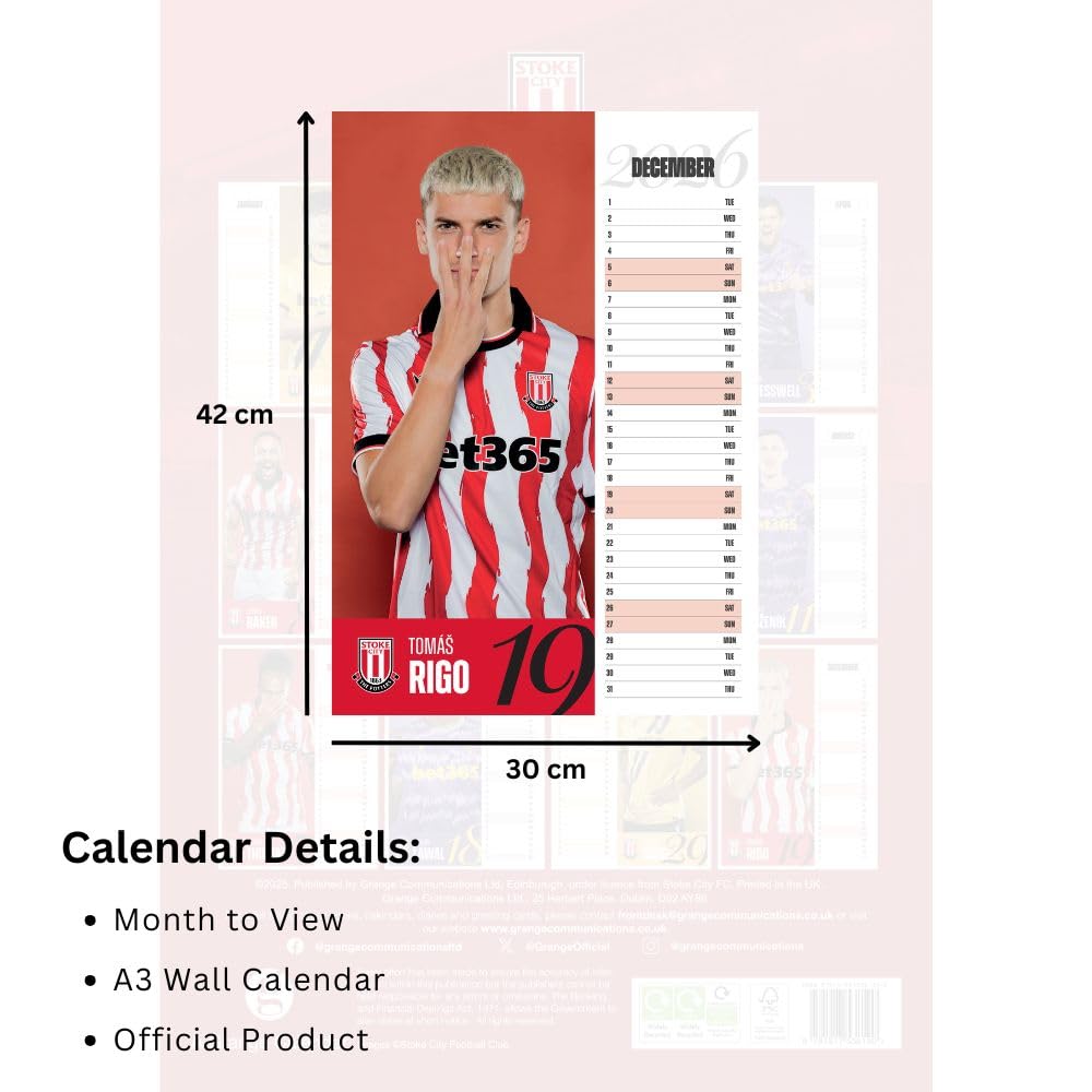 Stoke City FC A3 2026 Calendar