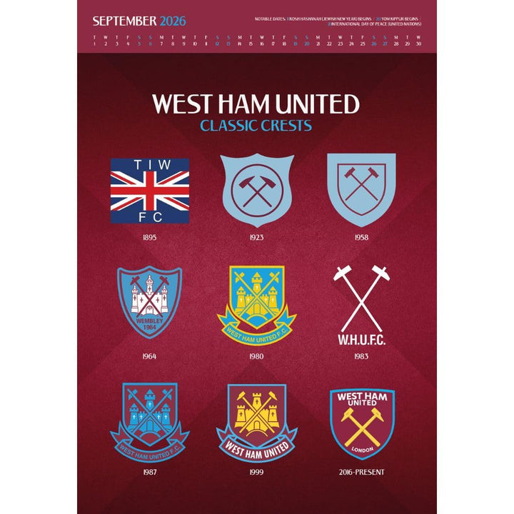 West Ham United FC Deluxe Calendar 2026