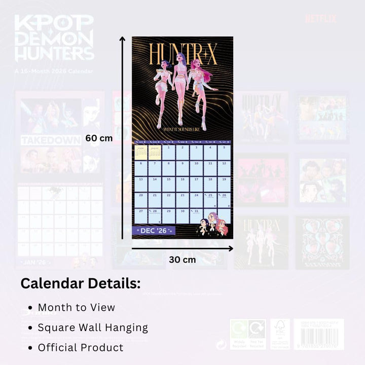 K-Pop Demon Hunters Square Calendar 2026