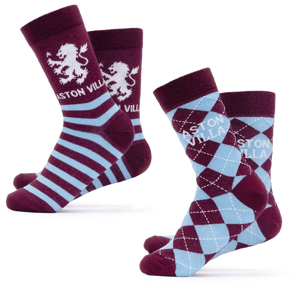 Aston Villa FC Twin Pack Dress Socks Size 7-11